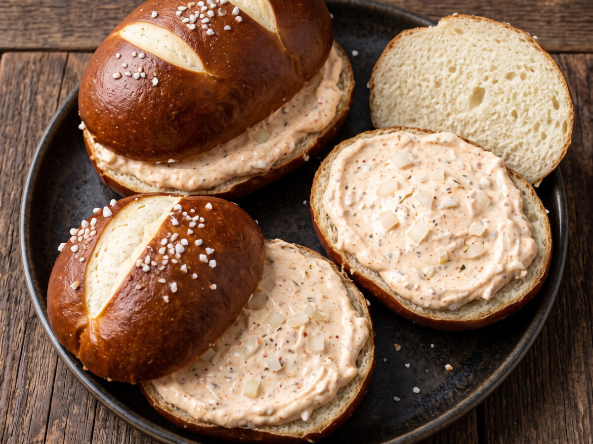 Goldbraune Brötchen treffen auf würzigen Spundekäs