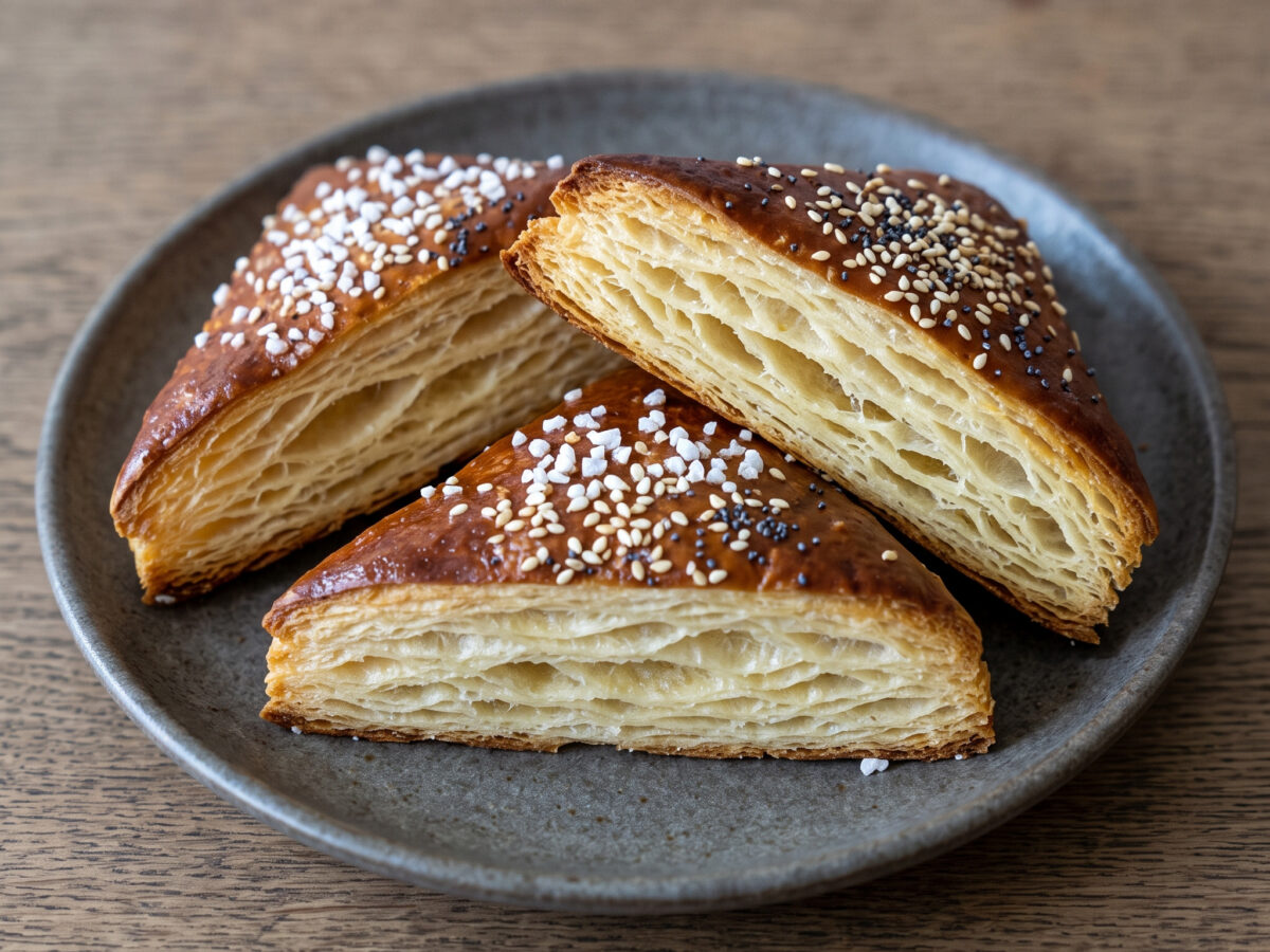 Hamburger Laugengebäck | Laugenecken aus Butterplunderteig | Buttrige Schichten, knusprige Laugenkruste und ein zarter, luftiger Kern.