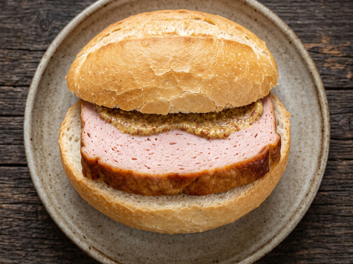 Leberkässemmel mit süßem Senf