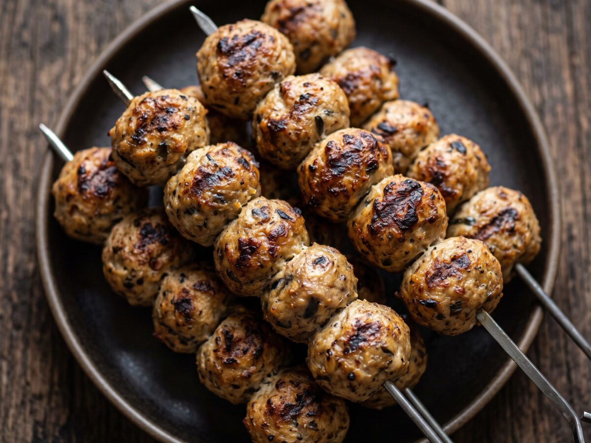 Makrelen-Fischbällchen am Grillspieß