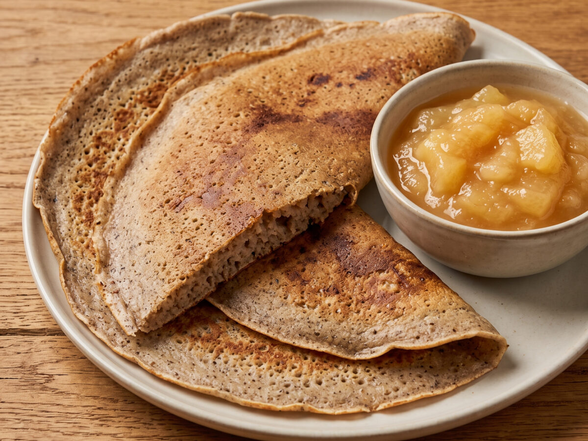 Münsterländer Buchweizenpfannkuchen mit Apfelkompott