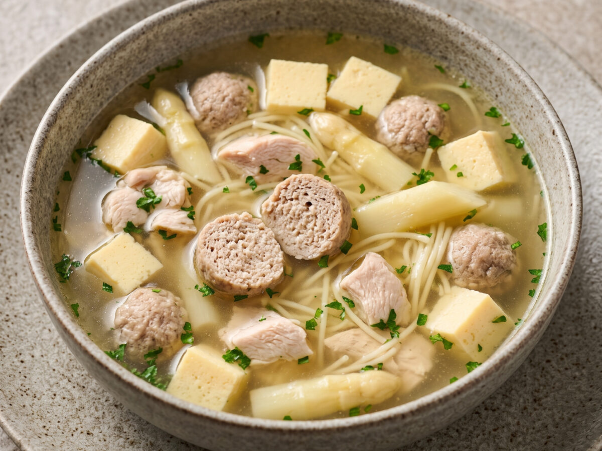 Niedersächsische Hochzeitssuppe mit Hühnerfleisch