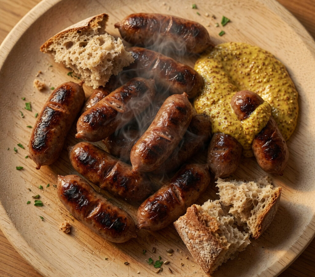 Nürnberger Rostbratwürste mit feiner Senfnote