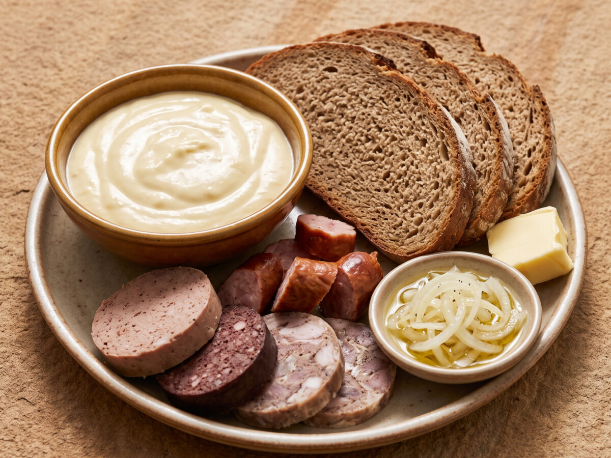 Brotzeit mit cremigem Kochkäse