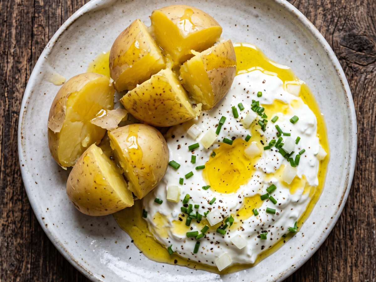 Pellkartoffeln mit Quark und Leinöl