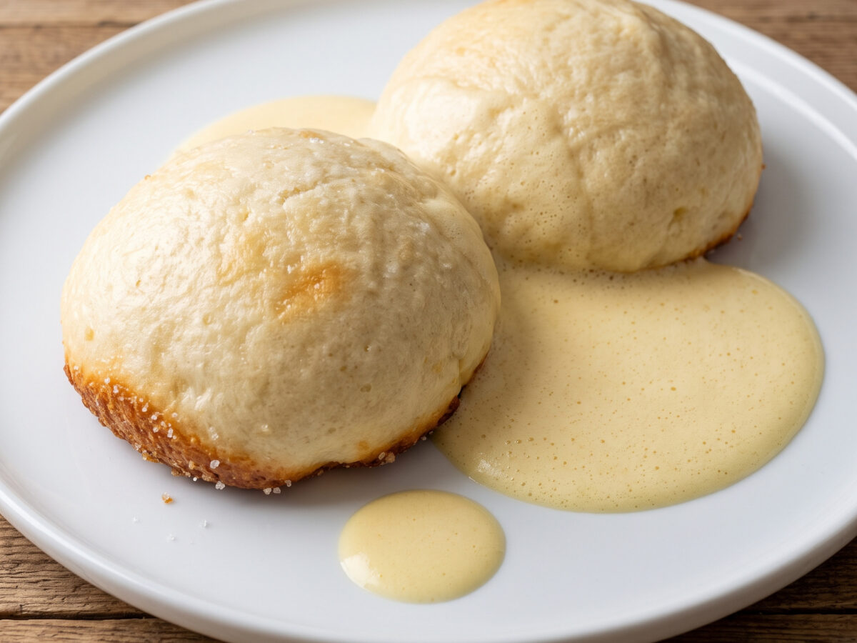 Pfälzer Dampfnudeln mit Weinschaumsoße