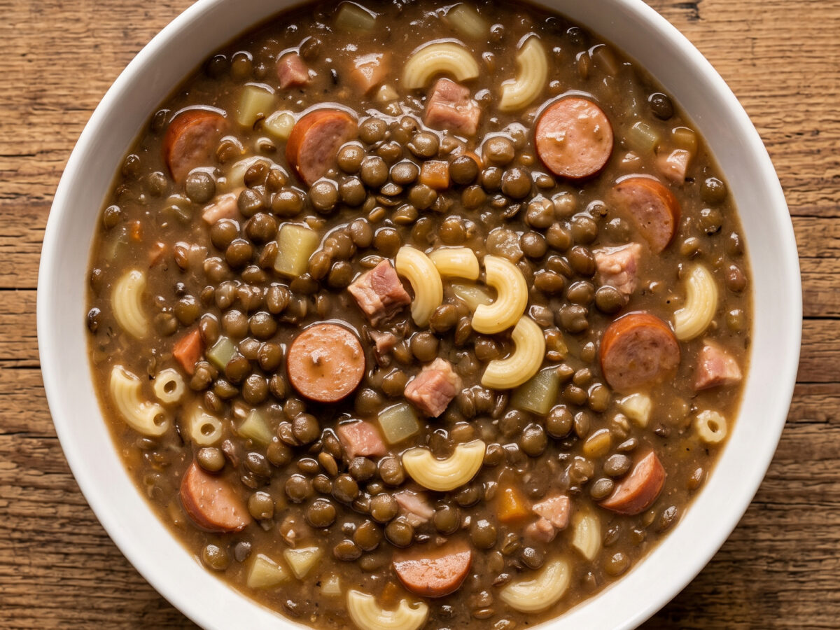 Pfälzer Linsensuppe mit Bauchfleisch und Wiener