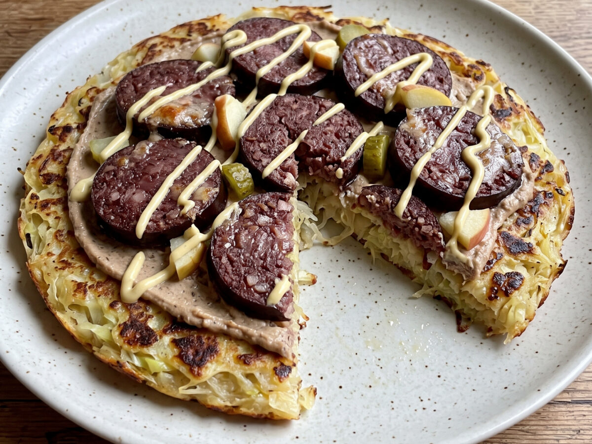 Pfälzer Sauerkrautpfannkuchen mit Leber- und Blutwurst