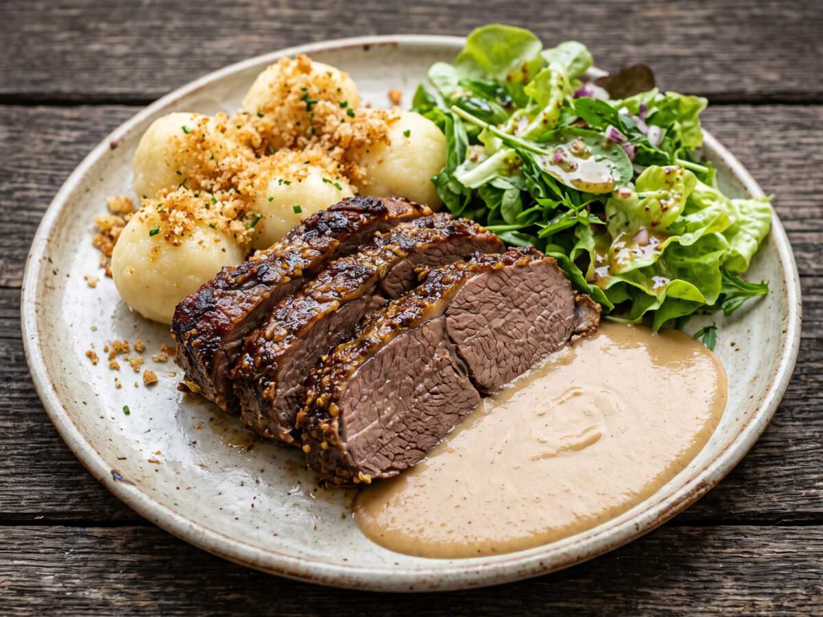 Pfälzer Senfbraten mit Kartoffelklößen