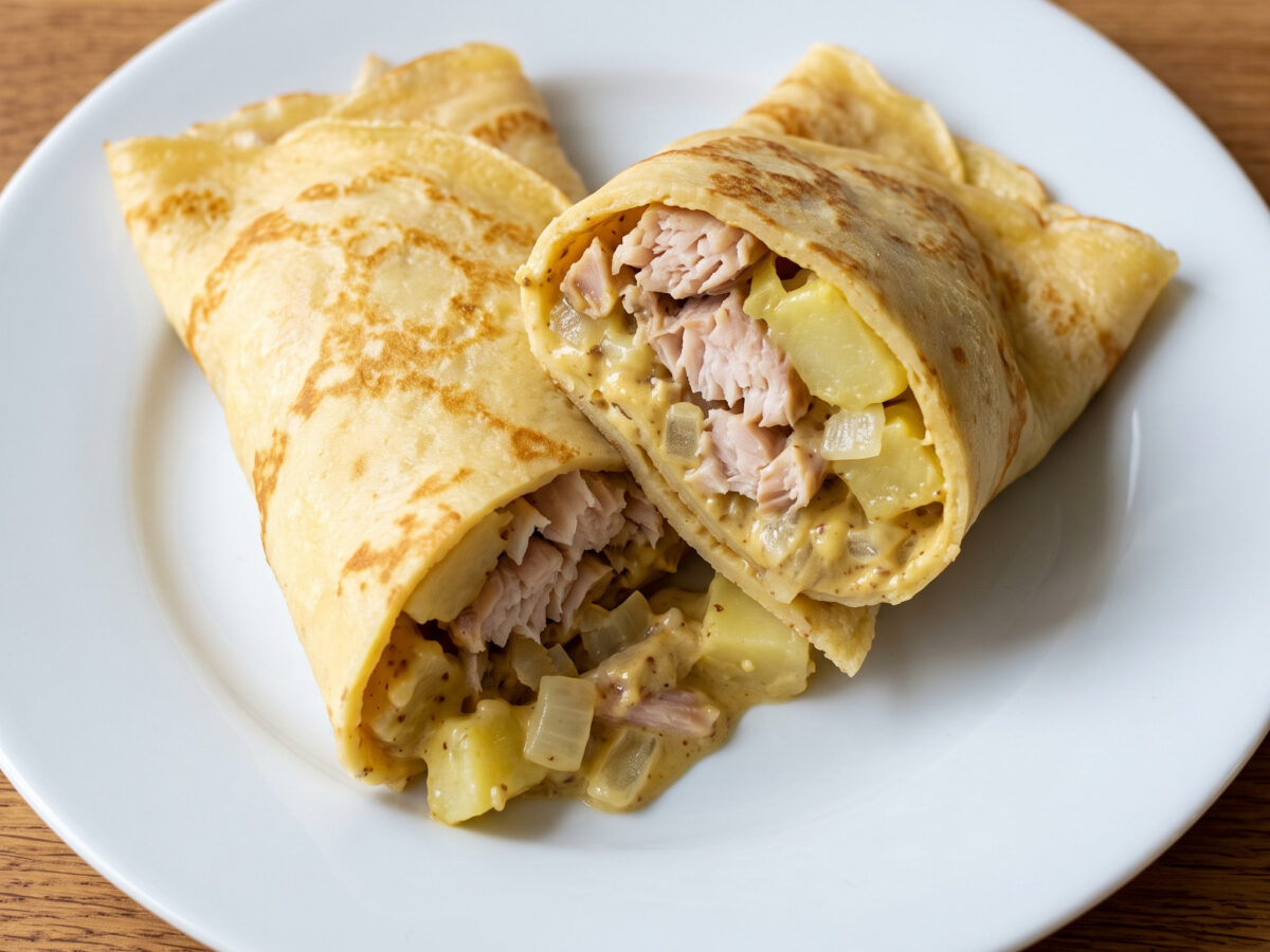 Pfannkuchen mit Hamburger Seelachs-Pannfischfüllung