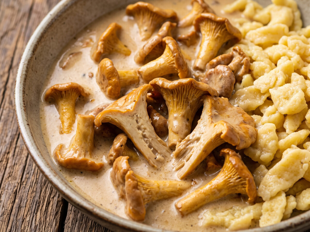Pfifferlingragout mit handgeschabten Spätzle