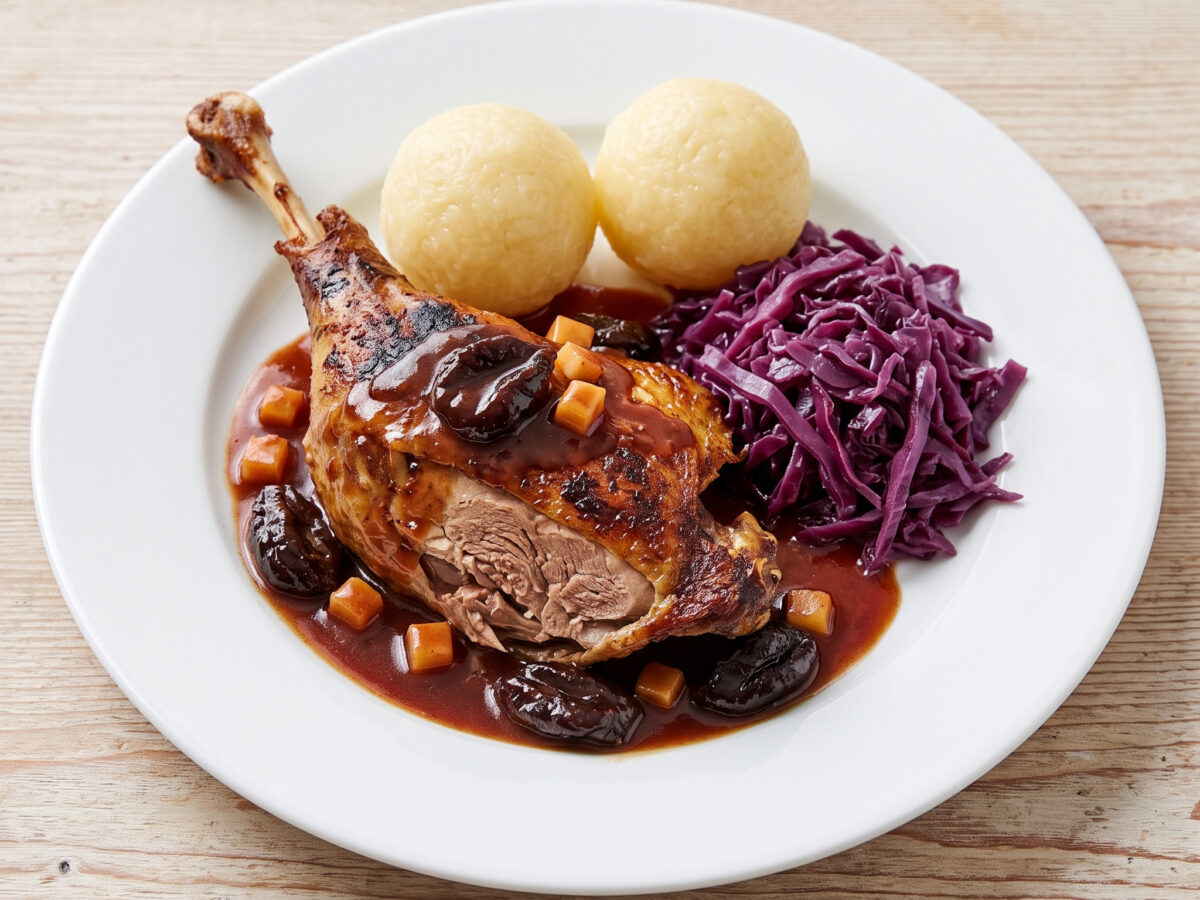 Pommersche Gänsekeulen mit Backpflaumensauce