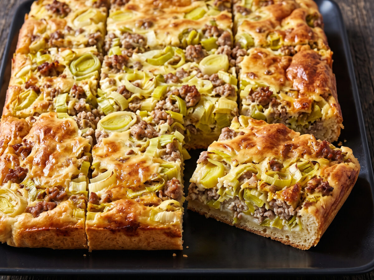 Porree-Hack-Kuchen vom Blech