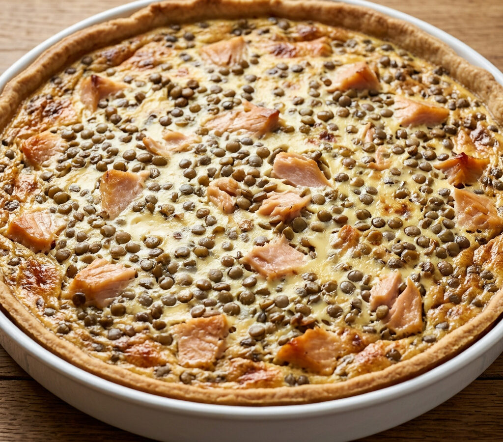 Quiche mit Bliesgau-Linsen und Räucherforelle