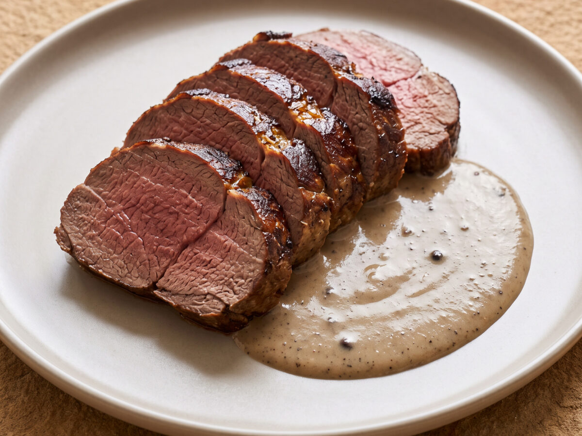Rehbraten mit Wacholderrahmsauce