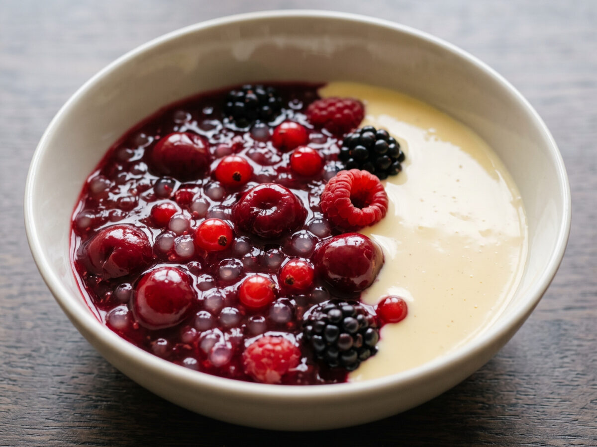 Rote Grütze mit Beeren und Perlsago