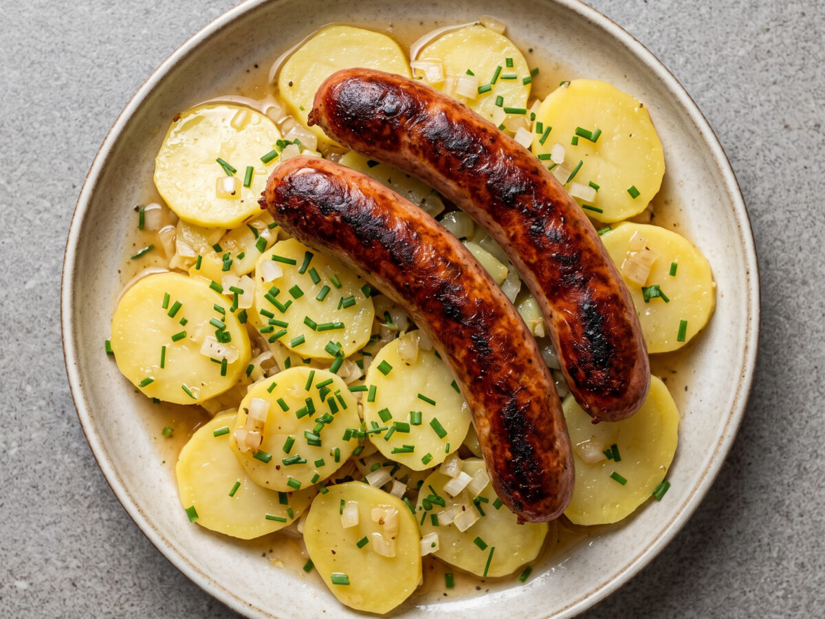 Rote Wurst mit schwäbischem Kartoffelsalat