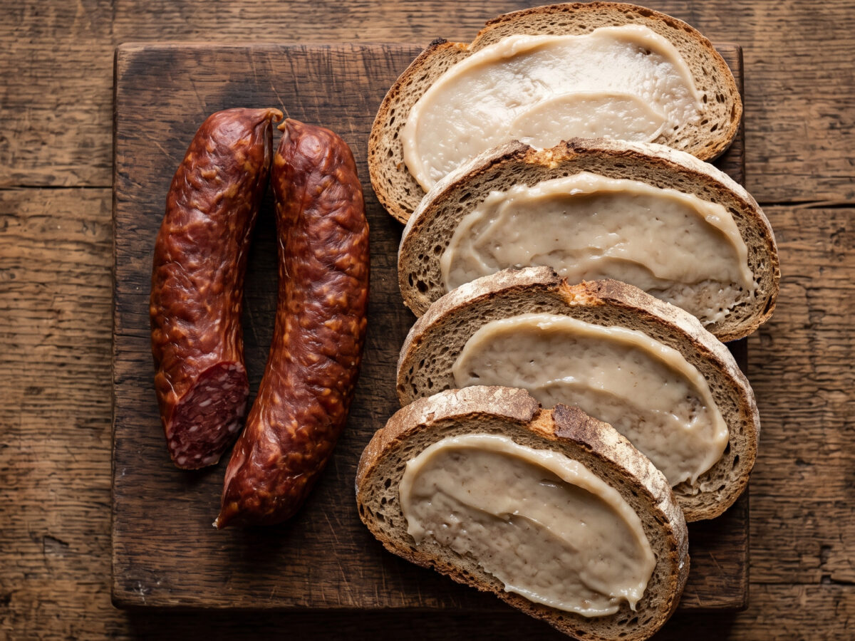 Sächsische Schmalzbrotplatte mit Knacker