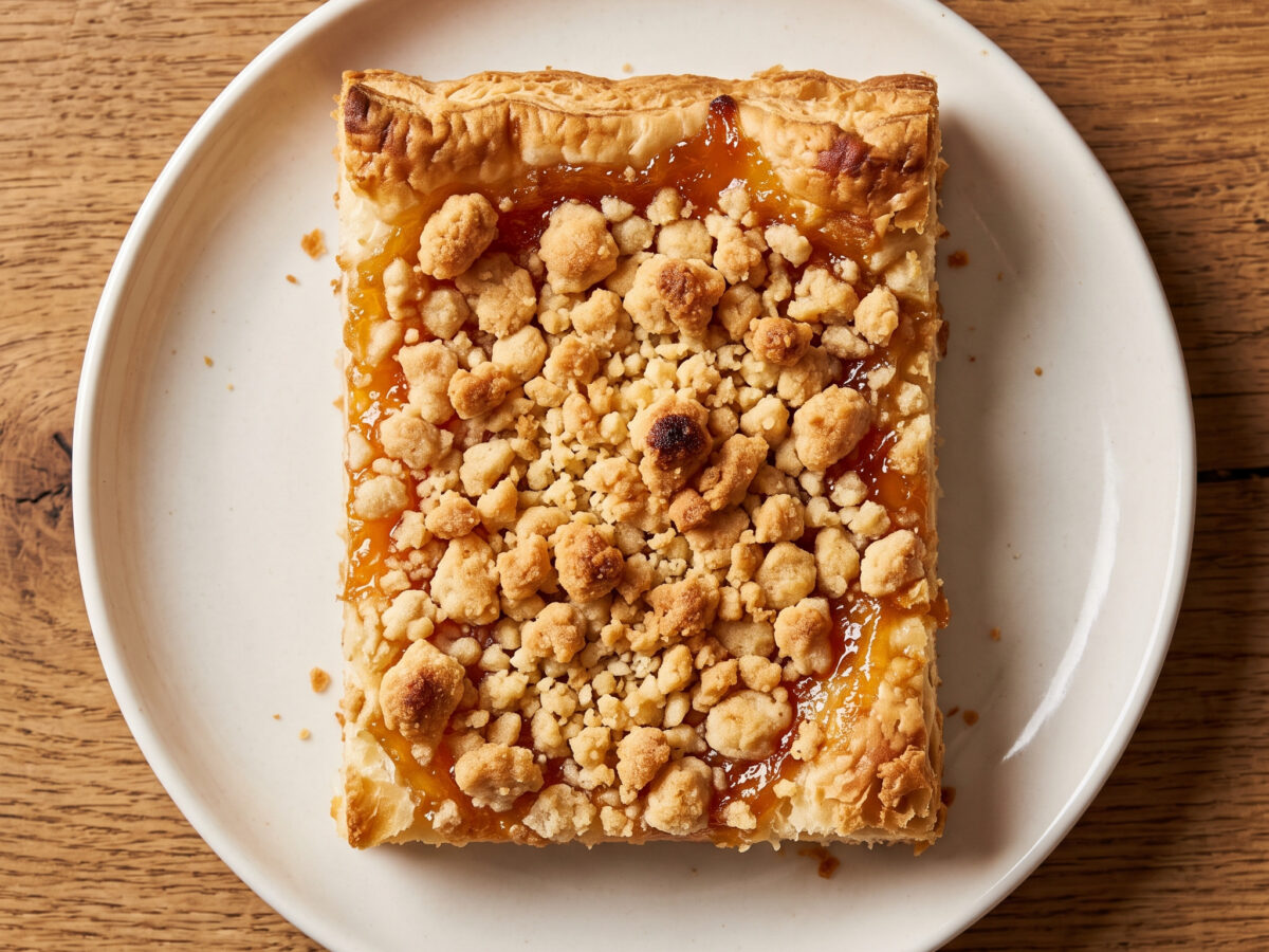 Sächsischer Prasselkuchen mit Aprikosenkonfitüre