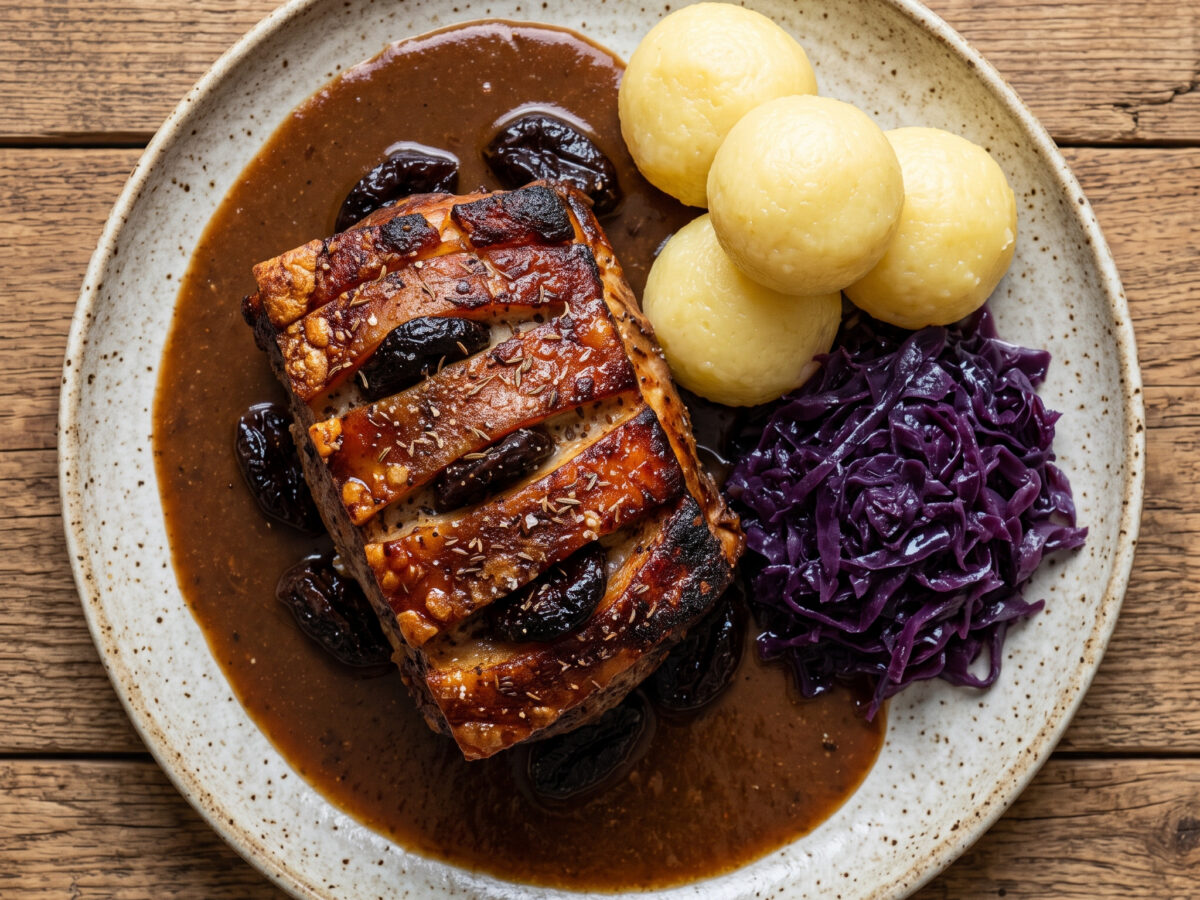 Knusprige Schwarte, dunkler Bratenfond
