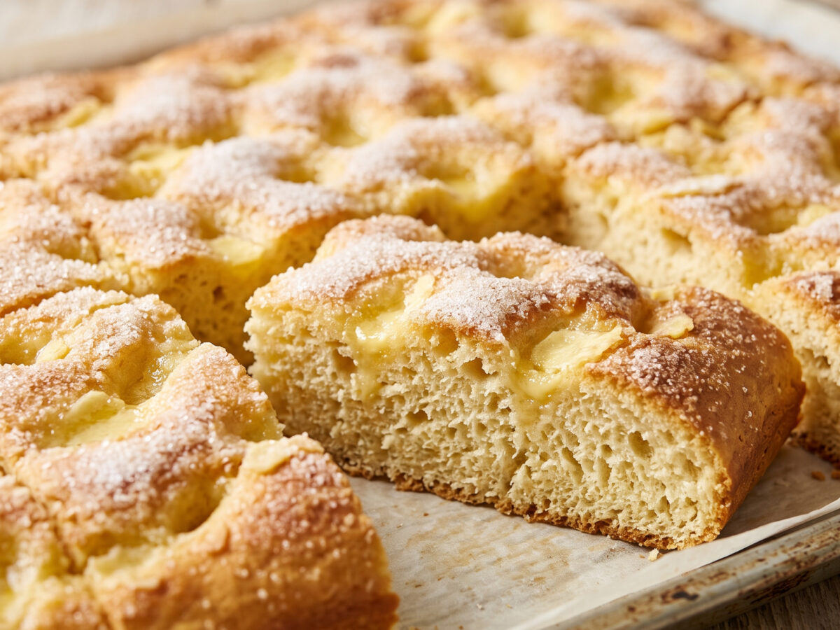 Sächsischer Zuckerkuchen mit goldener Butter-Zucker-Decke