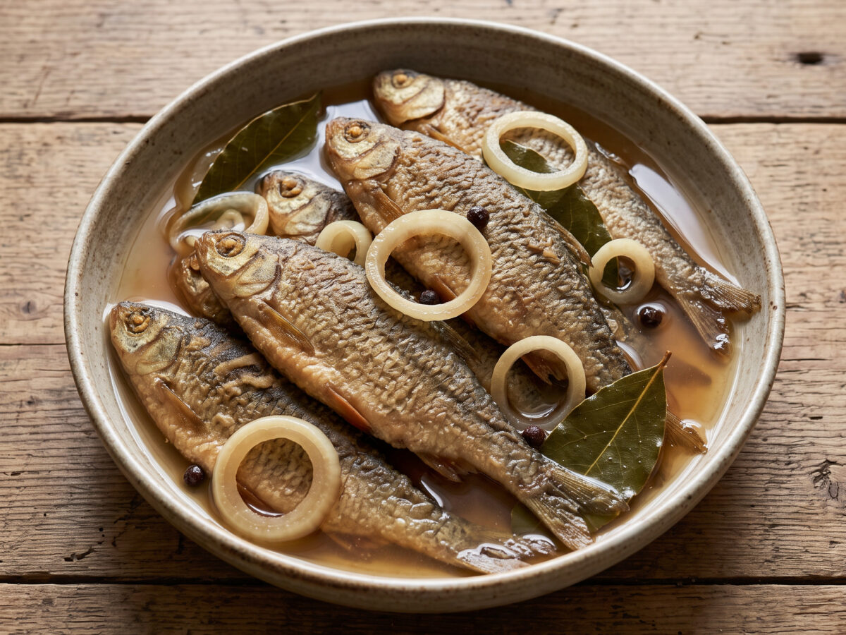 Sauer eingelegter Moselfisch aus Rotaugen