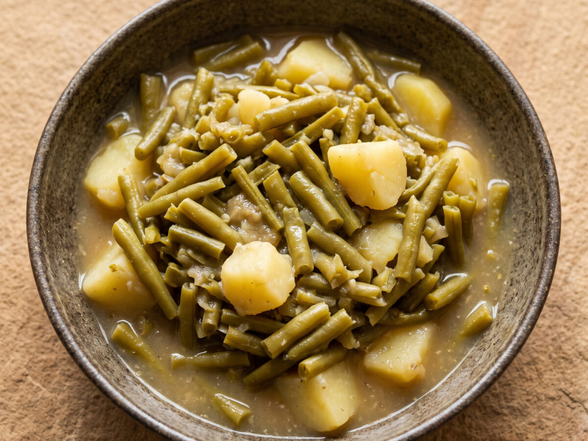Saure Bohnen mit Kartoffeln