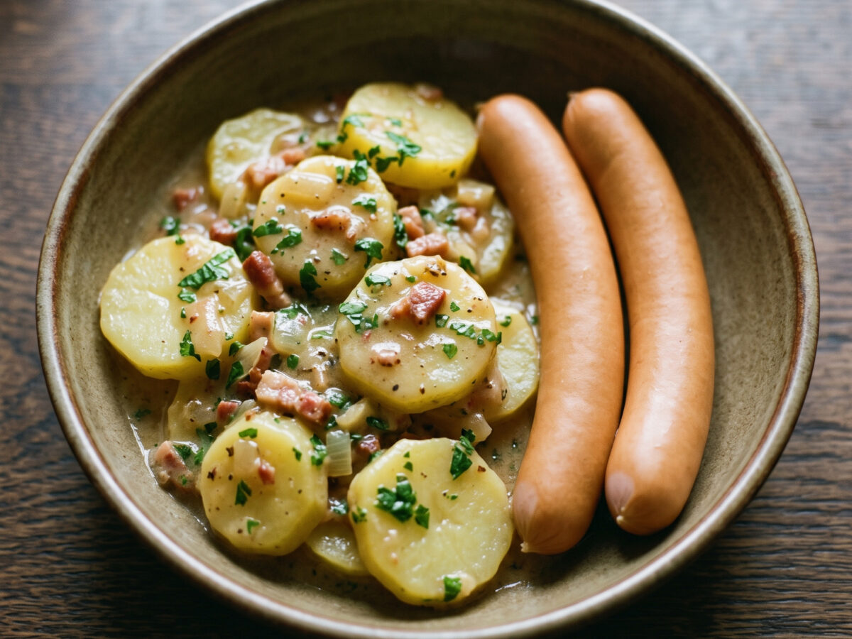 Saures Kartoffelgemüse mit Frankfurter Rindswürstchen