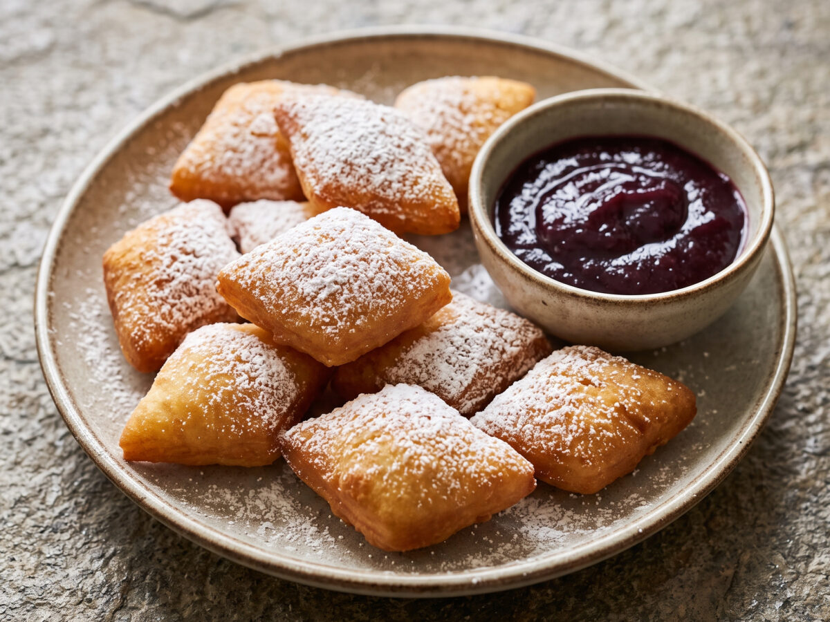 Schmalzkuchen mit Pflaumenmus