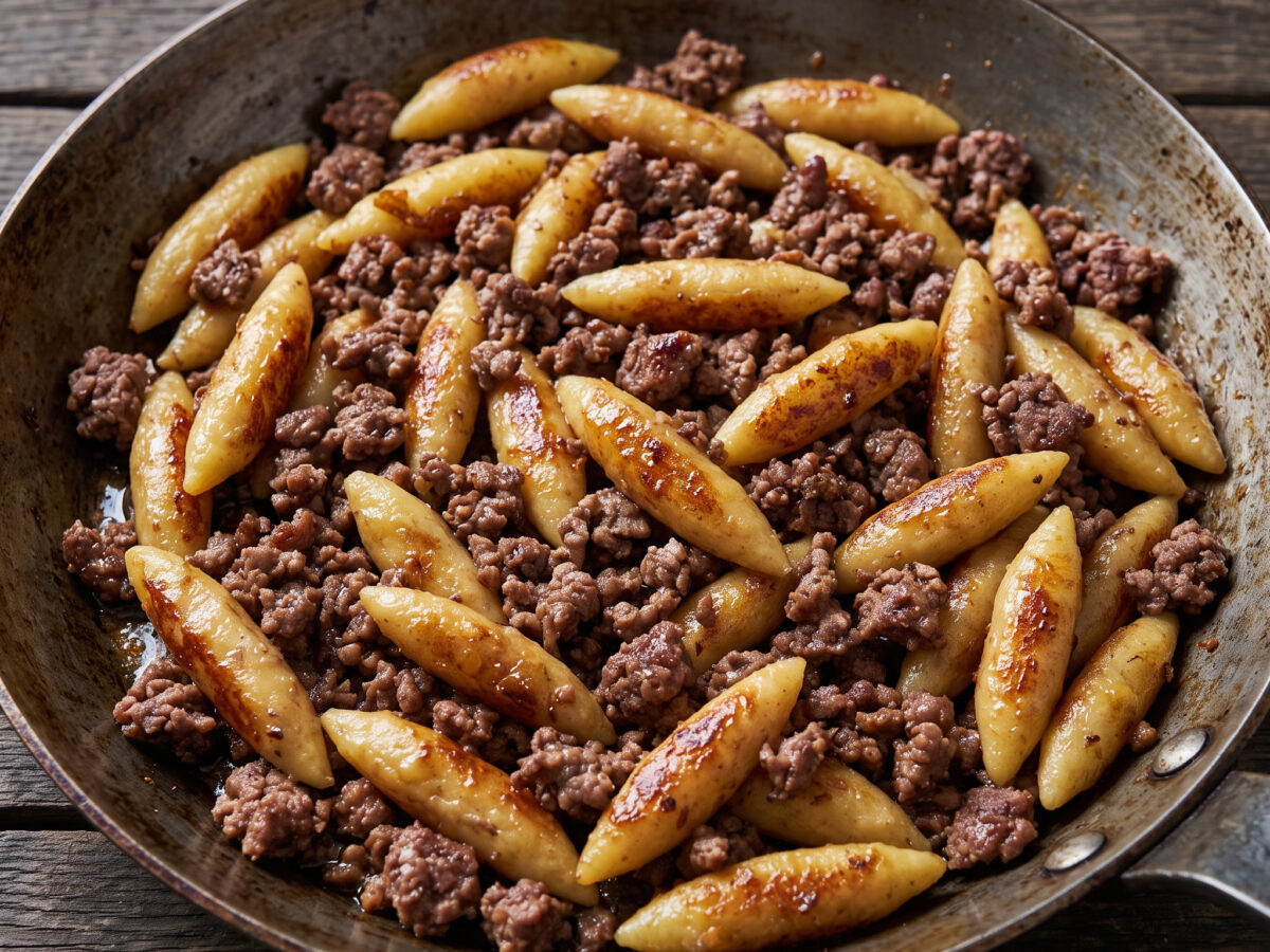 Schupfnudelpfanne mit Reh-Hack