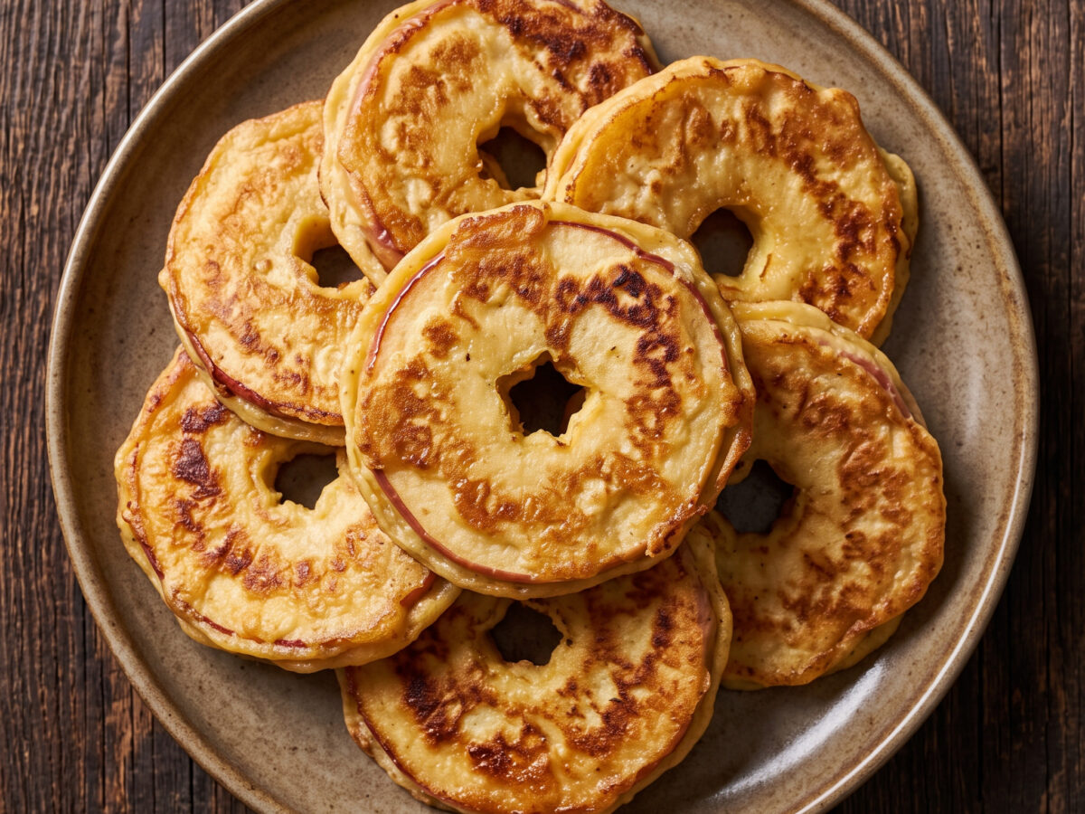 Goldbraune Apfelringe aus der Pfanne