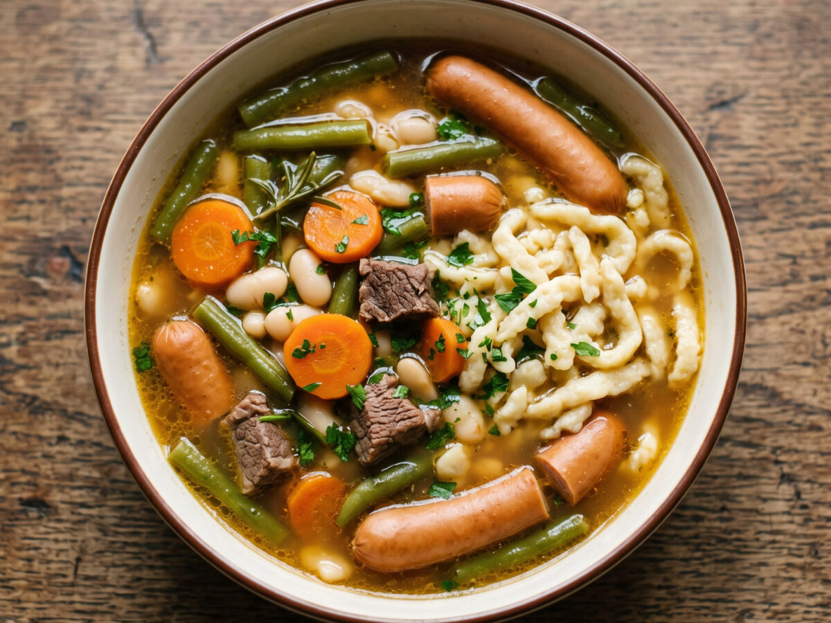 Schwäbische Bohnensuppe mit Spätzle