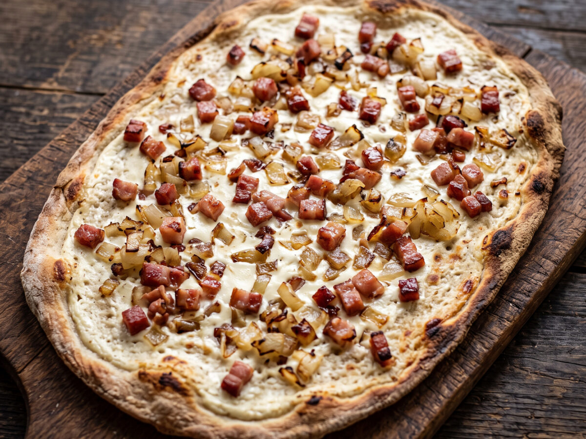 Schwäbische Dinnete mit Speck und Zwiebeln