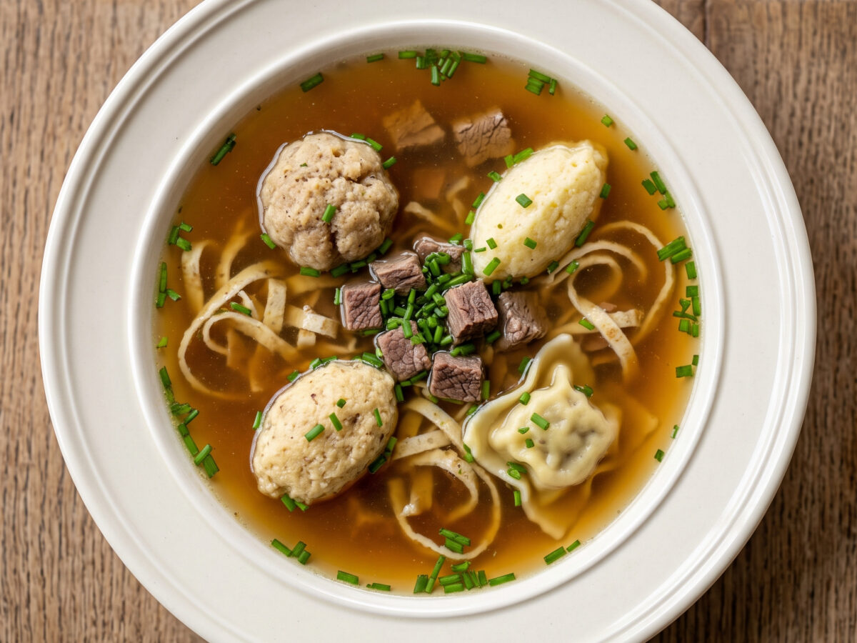 Schwäbische Hochzeitssuppe mit vier Einlagen