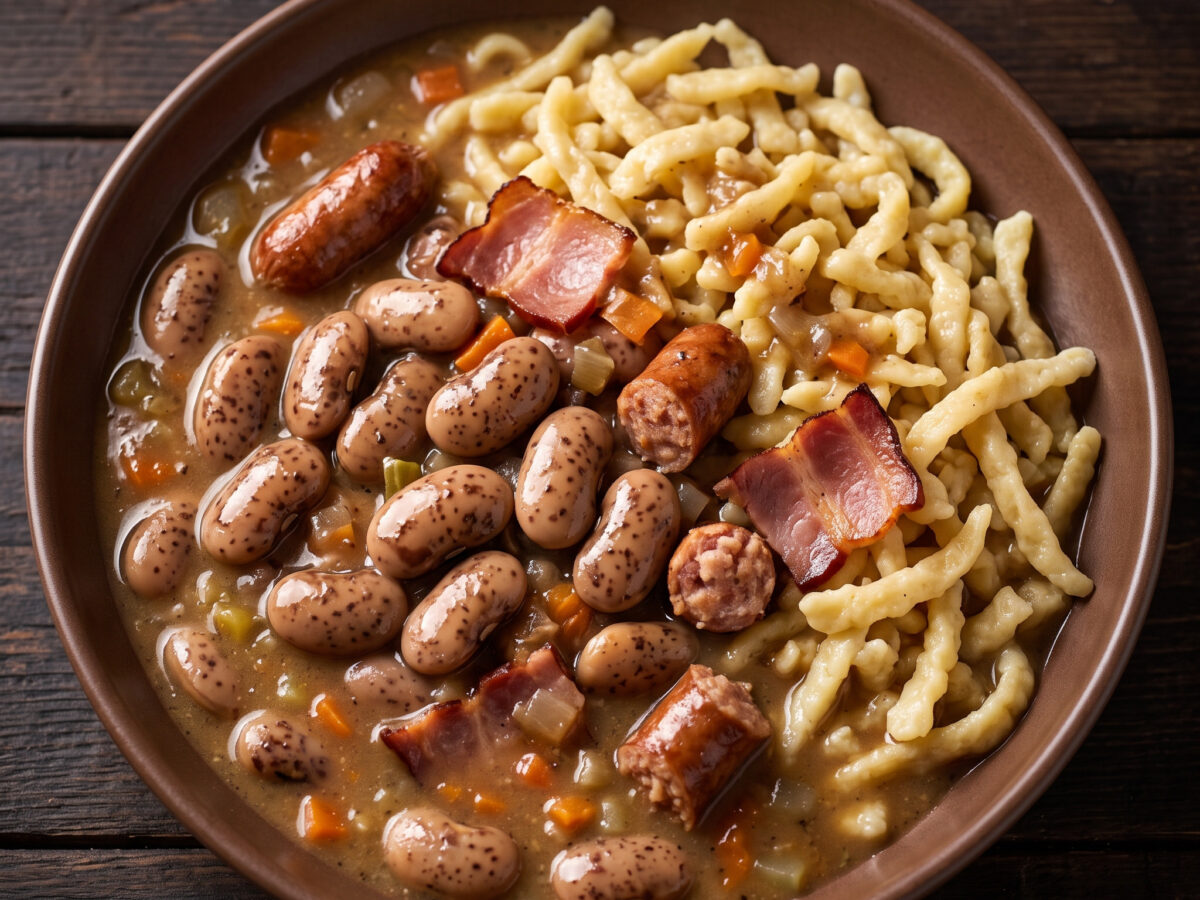 Schwäbische Kernerbohnen mit Spätzle