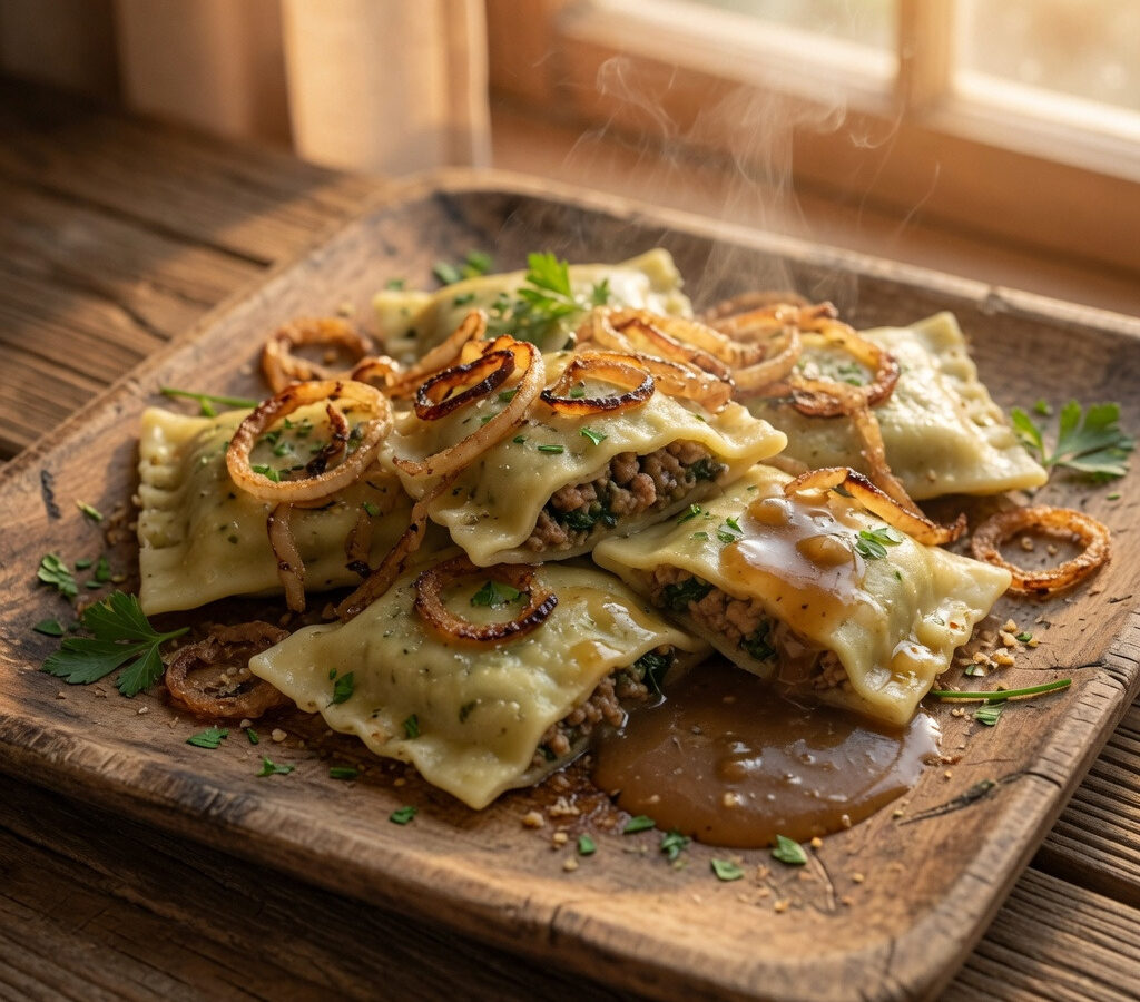Schwäbische Maultaschen mit kräftiger Füllung