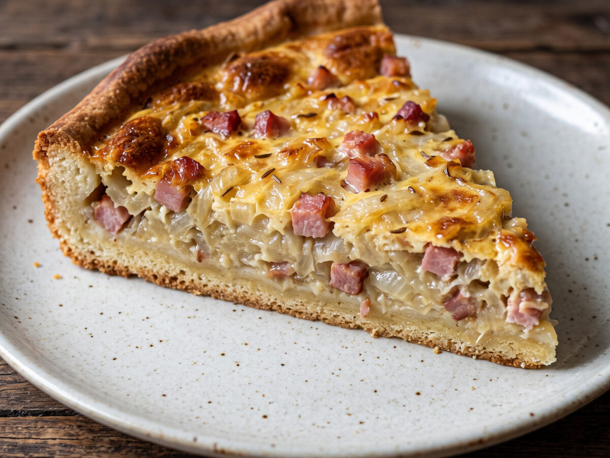 Schwäbischer Zwiebelkuchen mit Speck