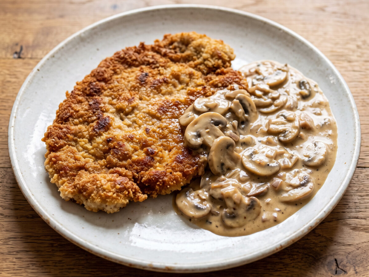 Schweineschnitzel mit Champignonrahmsoße