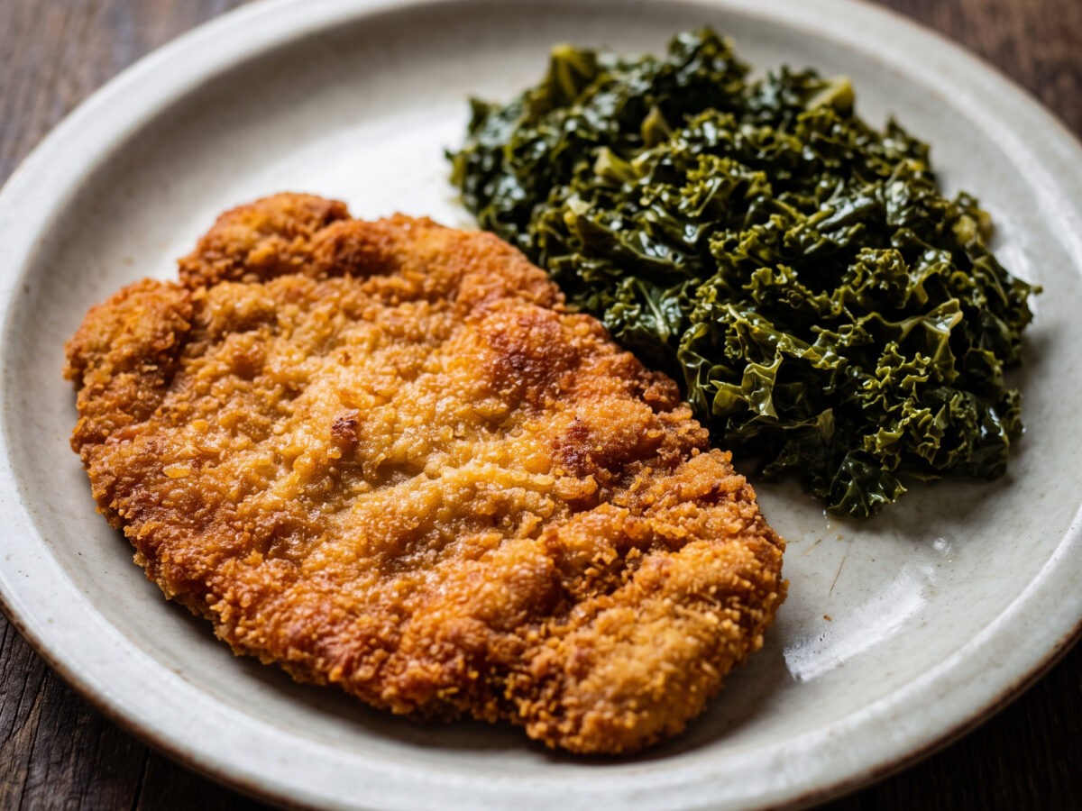 Schweineschnitzel mit Grünkohl