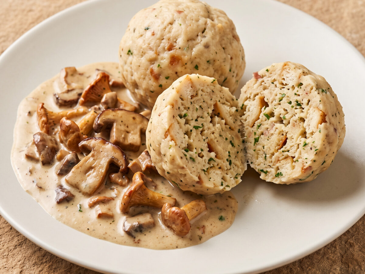 Semmelknödel mit Rahmschwammerln