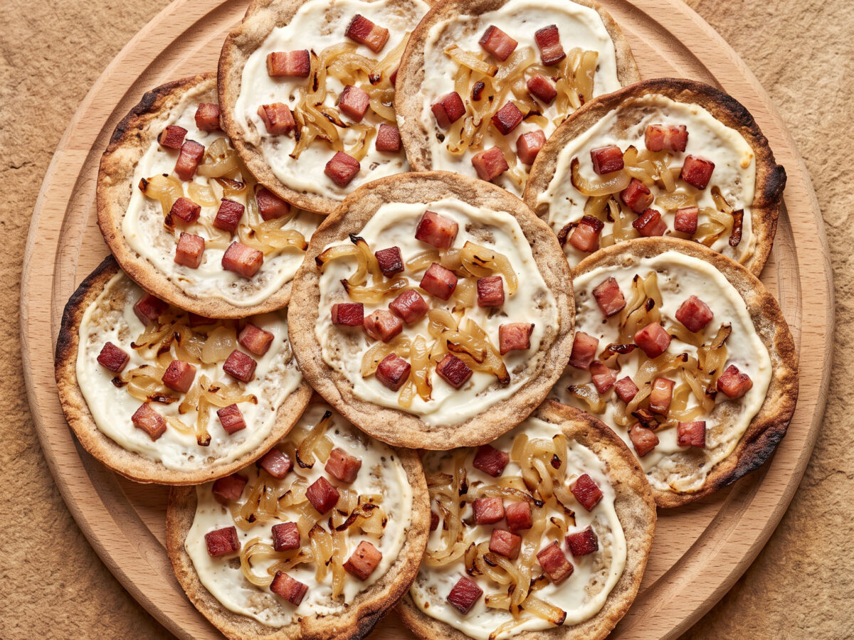 Sengzelten mit Speck und Zwiebeln