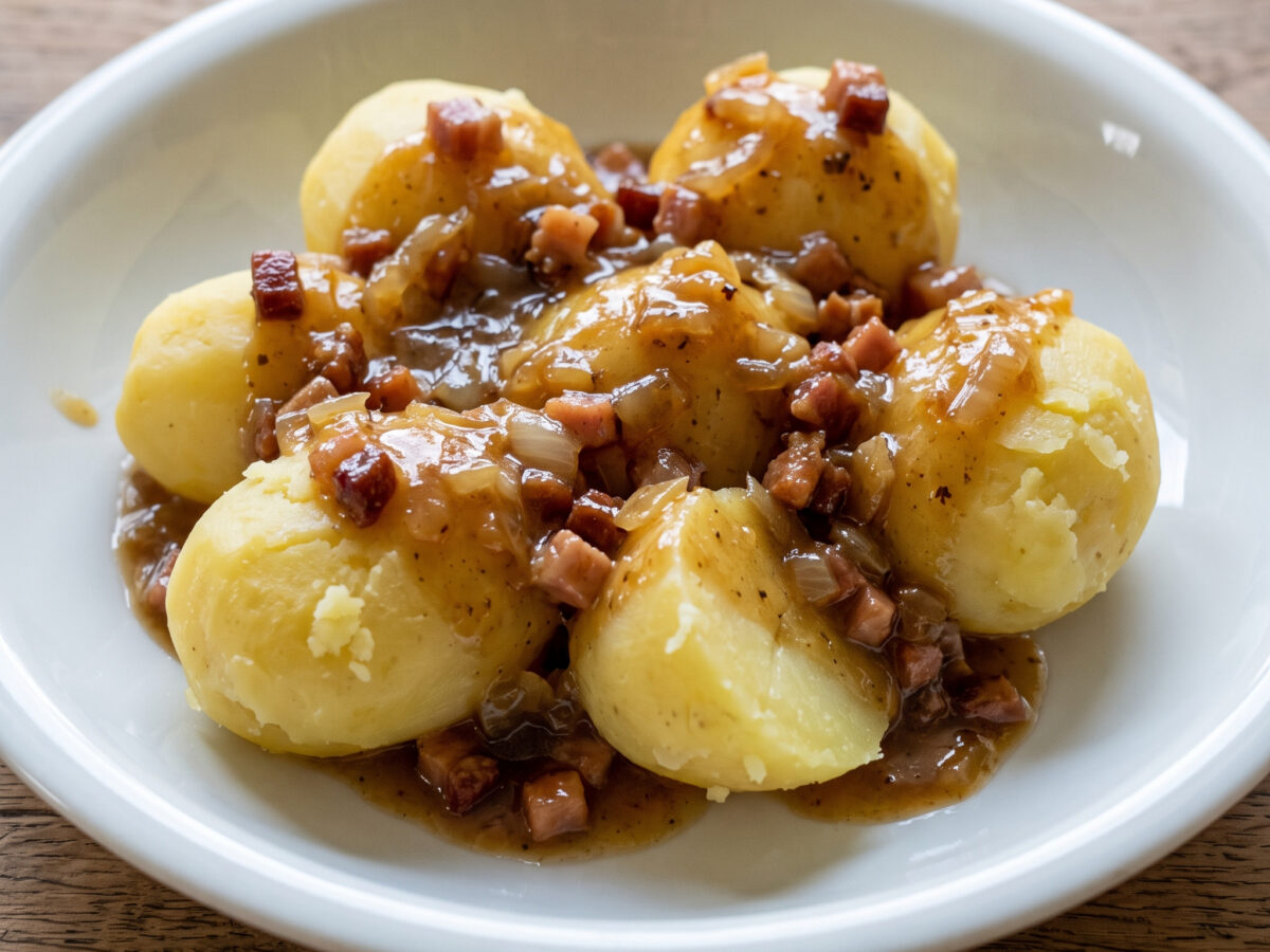 Speckstippe mit Pellkartoffeln