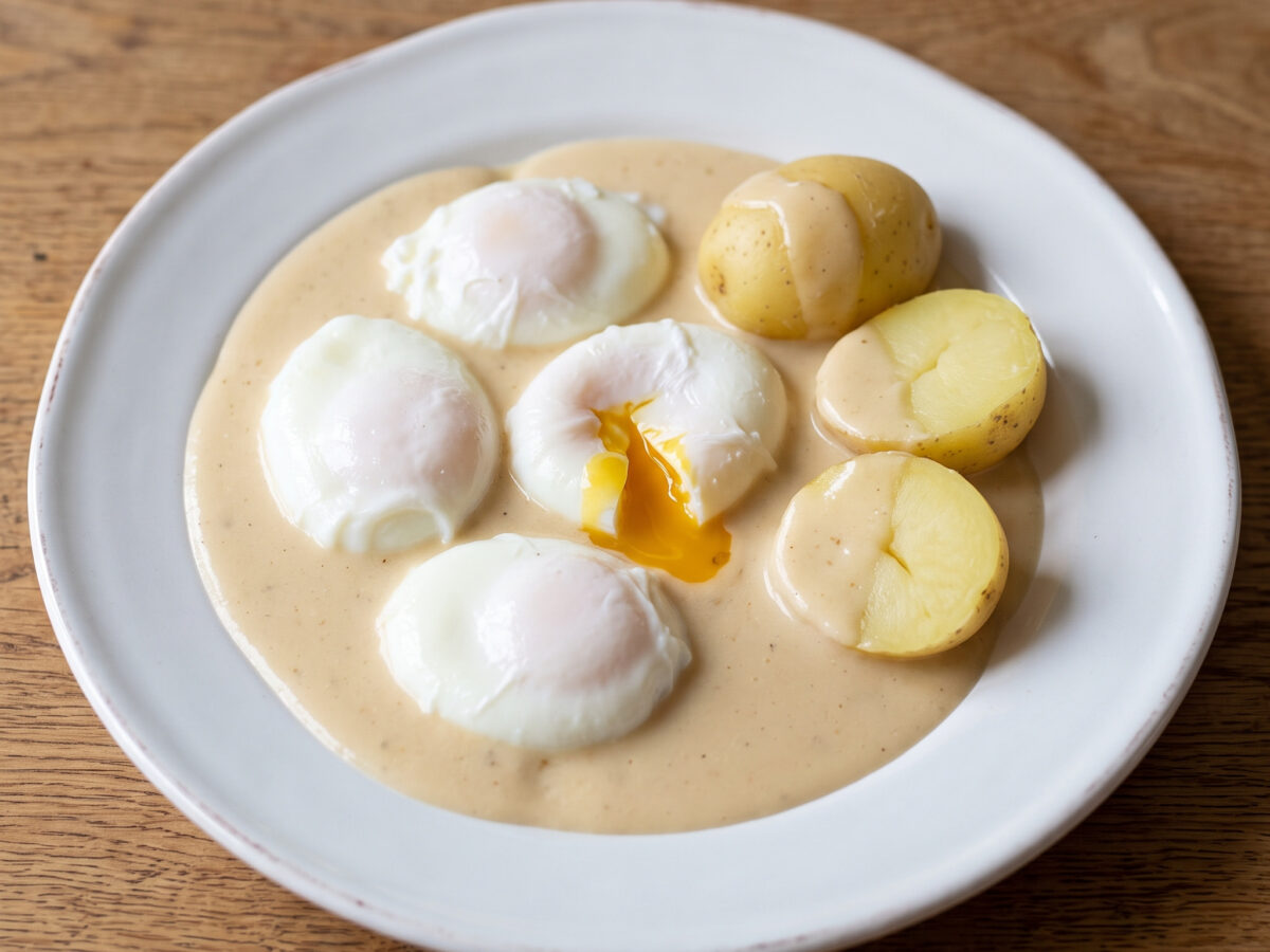 Süßsaure Eier mit Salzkartoffeln
