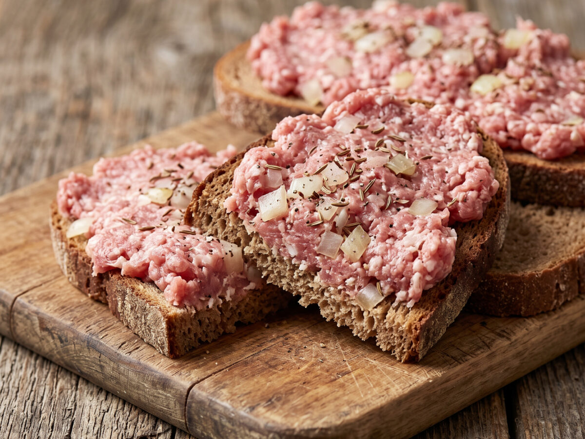 Thüringer Gehacktes auf der Brotzeitplatte