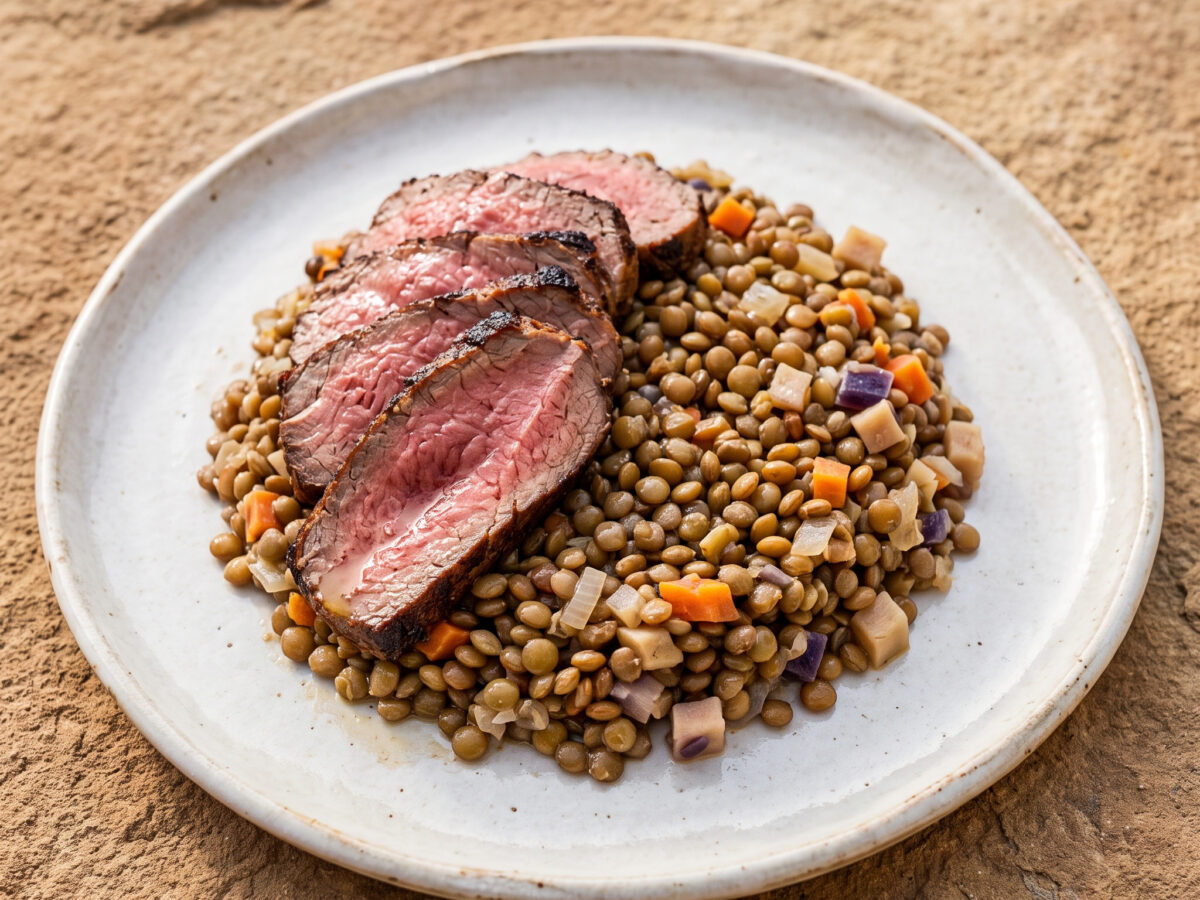 Thüringer Linsensalat mit gebratenem Roastbeef