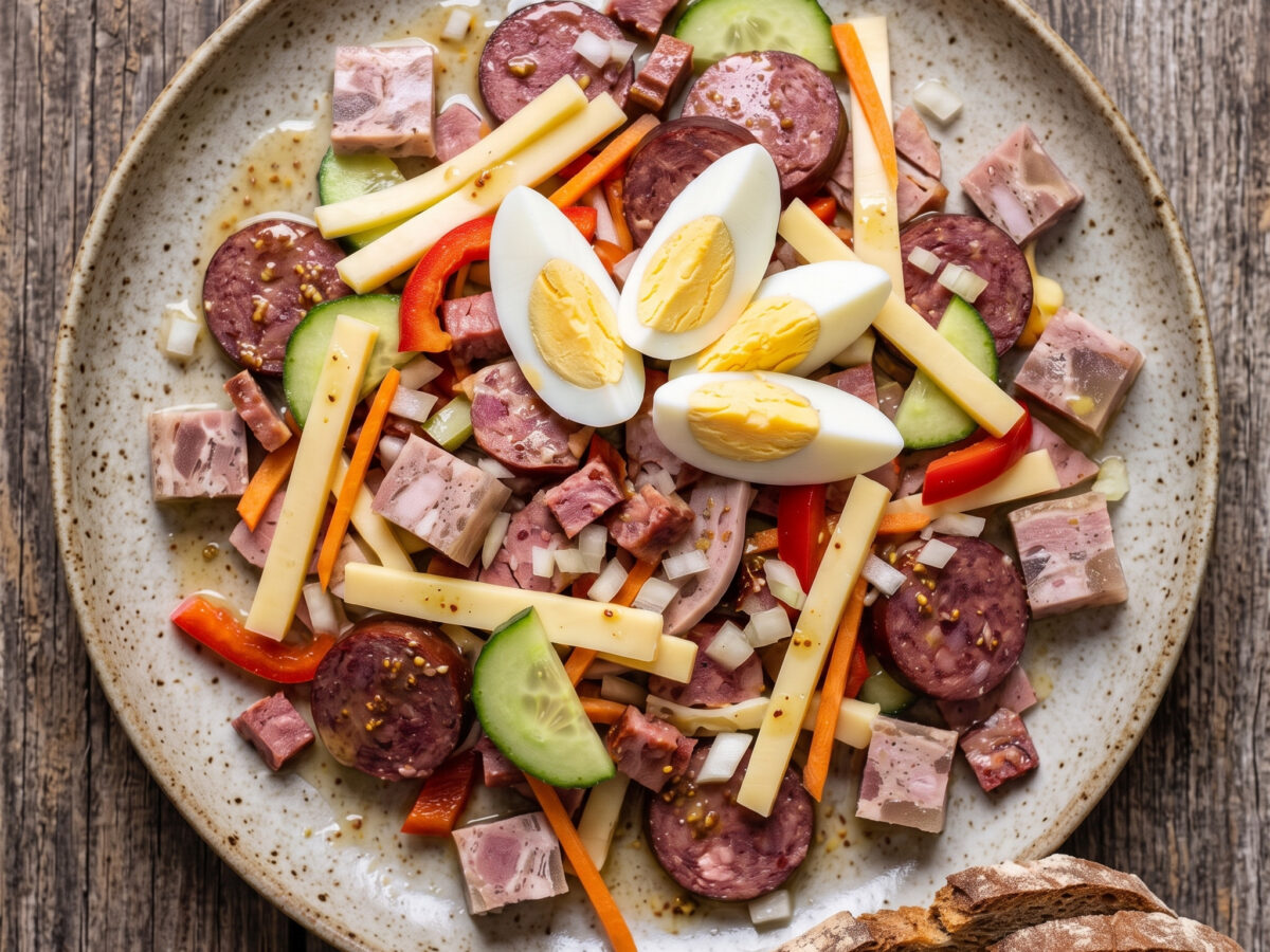 Thüringer Wurstsalat mit Rotwurst, Sülzwurst und Stracke