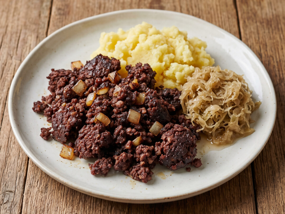 Tote Oma mit Sauerkraut und Kartoffelstampf
