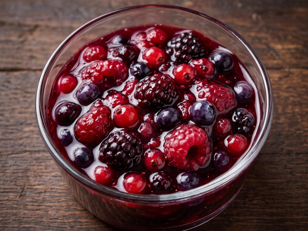 Waldbeerengrütze mit ganzen Beeren
