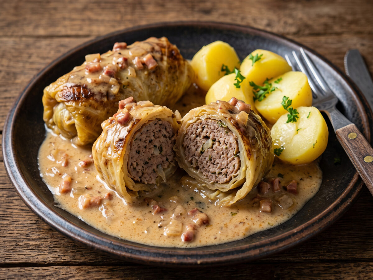 Weißkohlrouladen mit Hackfleischfüllung