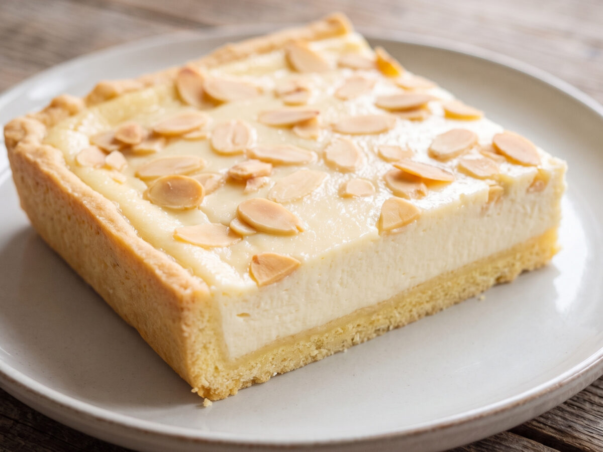 Westfalen | Westfälischer Schmandkuchen | Cremiger Schmandbelag auf mürbem Boden mit knusprigen Mandelblättchen